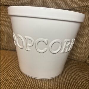 Crate&Barrel White Ceramic Large Popcorn Bowl